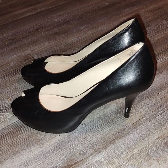 Nine West Kelsyo black peep toe heels  Sz 8.5 - Picture 3 of 7